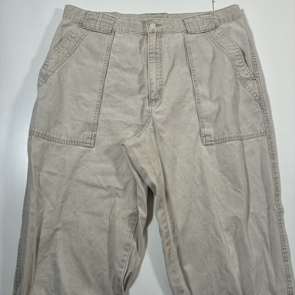 Vintage Orvis Safari Pants 36x28 Beige Ivory Hiking 90s Y2K Flap Pocket (Tag 38)